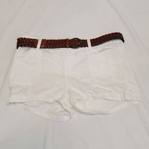 Color Swatch Braided Belt White Shorts
